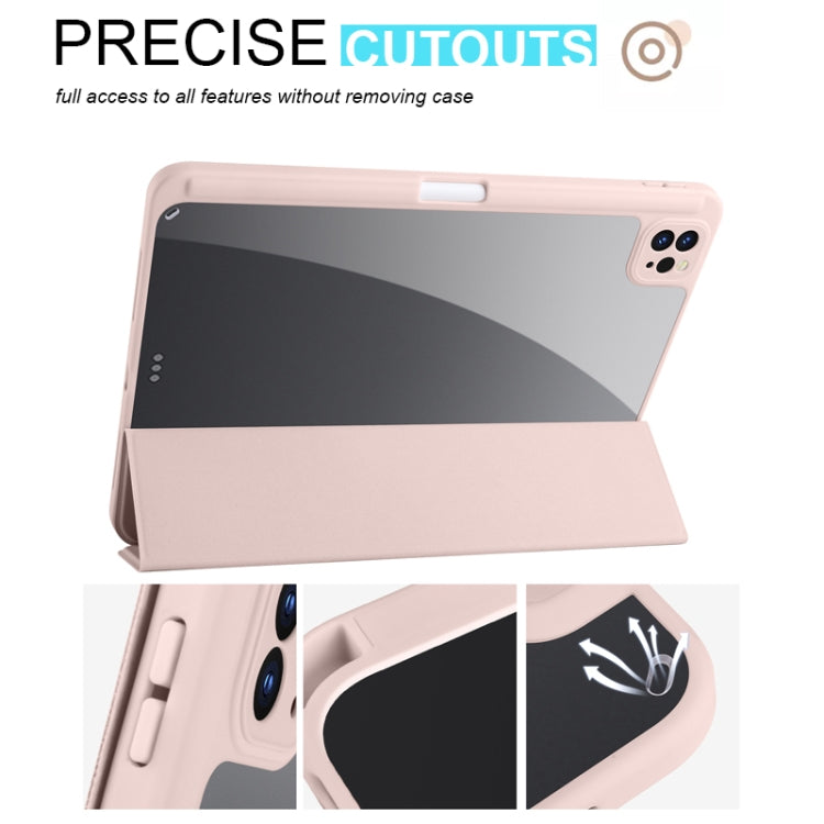Acrylic 3-folding Smart Leather Tablet Case For iPad  Air 2022/2020/Pro 11 2021/2020/2018(Pink) - iPad Air (2022) / (2020) 10.9 Cases by buy2fix | Online Shopping UK | buy2fix