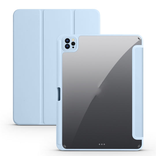 For iPad Air 13 2024 / Pro 12.9 2022 / 2021 / 2020 / 2018 Acrylic 3-folding Smart Leather Tablet Case(Sky Blue)