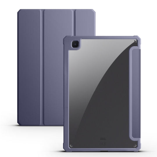 For Samsung Galaxy Tab S6 Lite 2020/2022 Acrylic 3-folding Smart Leather Tablet Case (Purple)