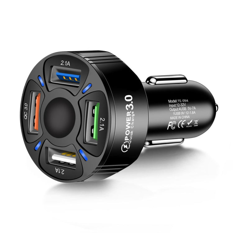 TE-094 4 in 1 Cigarette Lighter Conversion Plug Multi-function USB Car Fast Charger(Black) by buy2fix