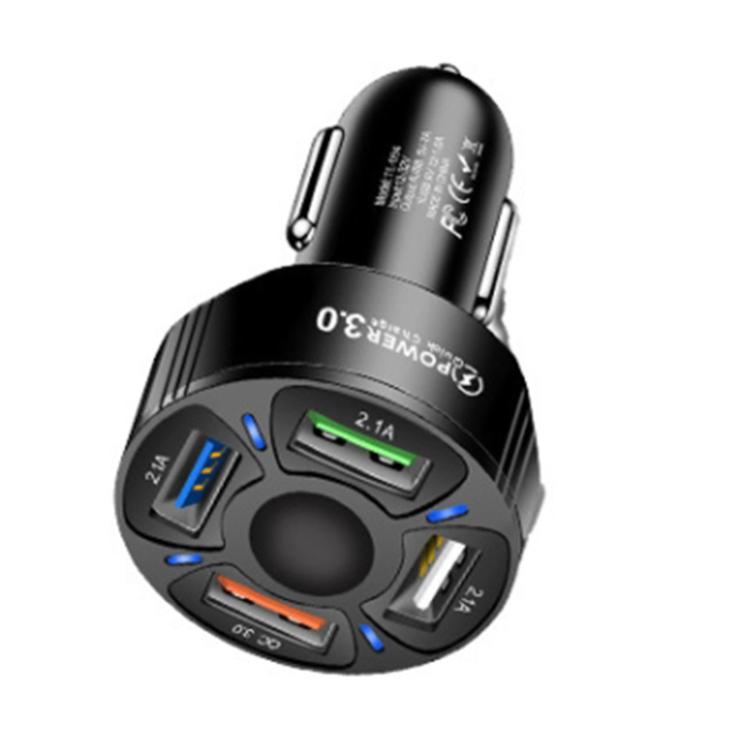 TE-094 4 in 1 Cigarette Lighter Conversion Plug Multi-function USB Car Fast Charger(Black) by buy2fix