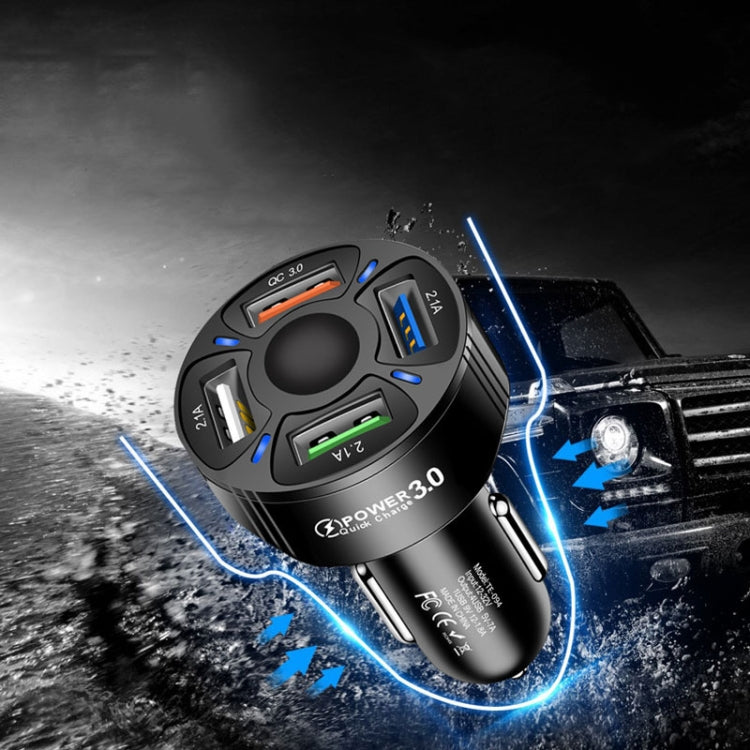 TE-094 4 in 1 Cigarette Lighter Conversion Plug Multi-function USB Car Fast Charger(Black) by buy2fix
