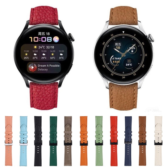 20mm For Samsung Galaxy Watch5 40mm / 44mm Litchi Texture Leather Watch Band(Pink) by buy2fix