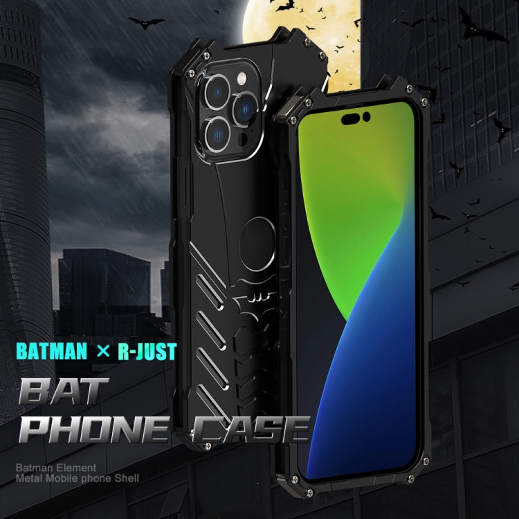 For iPhone 14 Plus R-JUST Batman Metal Mobile Phone Protective Case (Black) - iPhone 14 Plus Cases by R-JUST | Online Shopping UK | buy2fix