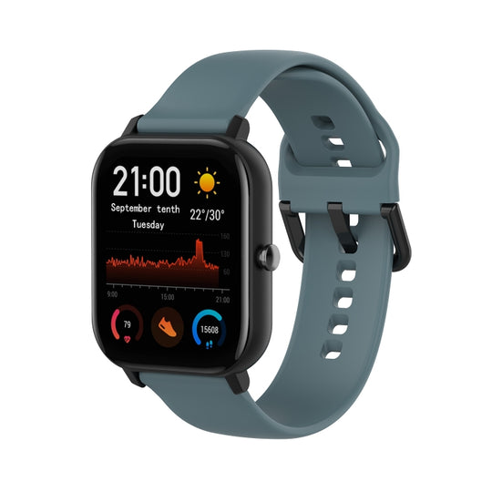 For Amazfit GTS4 Mini Solid Color Soft Silicone Watch Band, Size:Large Size(Rock Blue)