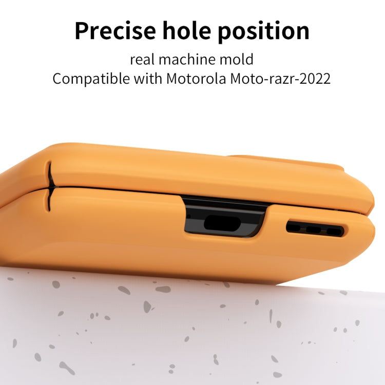 For Motorola Moto Razr 2022 Skin Feel Macaron Three-piece Set Hinge Phone Case(Orange) by buy2fix