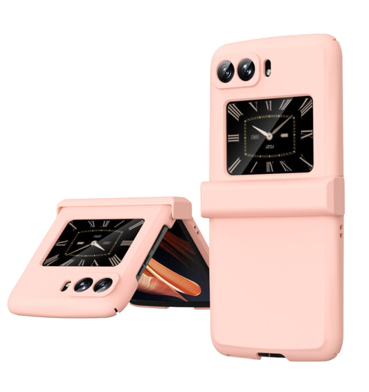 For Motorola Moto Razr 2022 Skin Feel Macaron Three-piece Set Hinge Phone Case(Pink) by buy2fix
