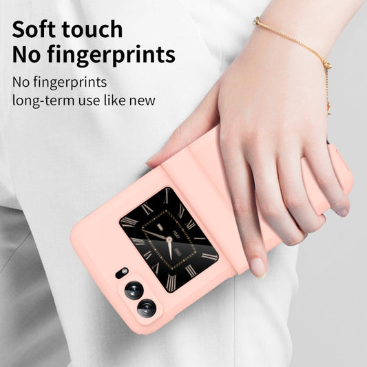 For Motorola Moto Razr 2022 Skin Feel Macaron Three-piece Set Hinge Phone Case(Pink) by buy2fix