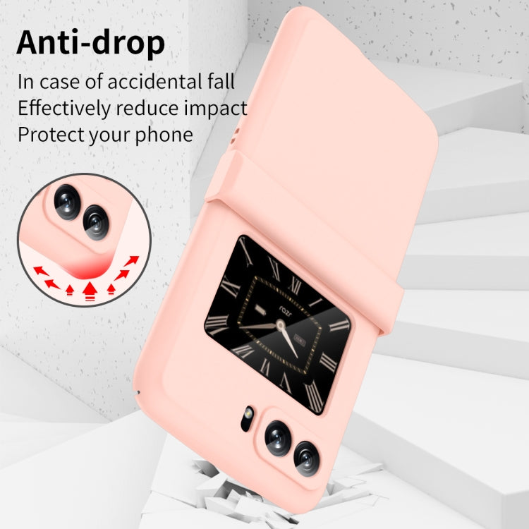 For Motorola Moto Razr 2022 Skin Feel Macaron Three-piece Set Hinge Phone Case(Pink) by buy2fix