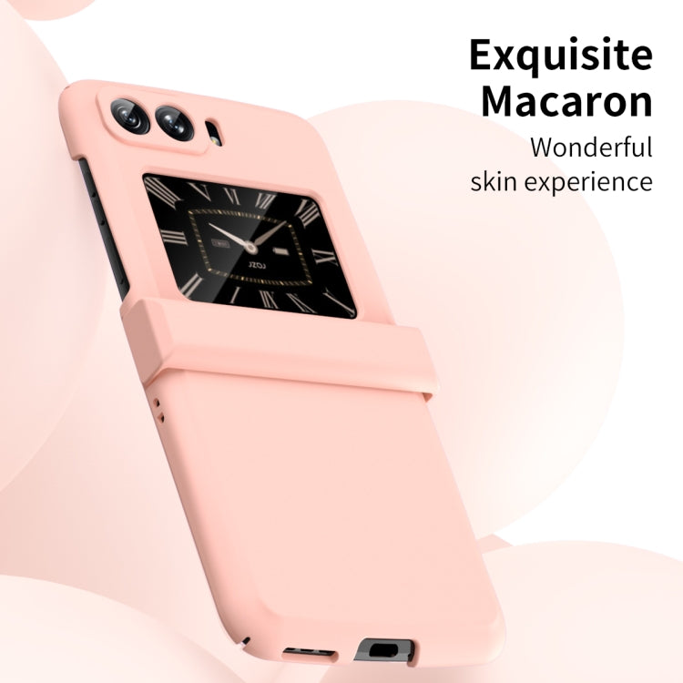 For Motorola Moto Razr 2022 Skin Feel Macaron Three-piece Set Hinge Phone Case(Pink) by buy2fix