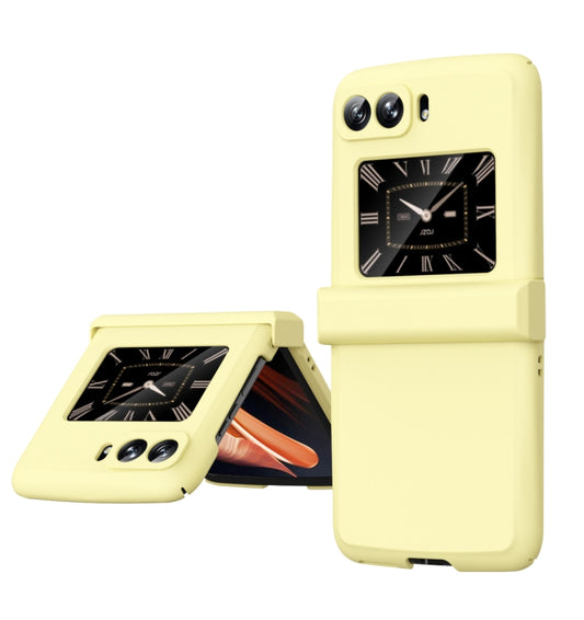 For Motorola Moto Razr 2022 Skin Feel Macaron Three-piece Set Hinge Phone Case(Yellow) by buy2fix