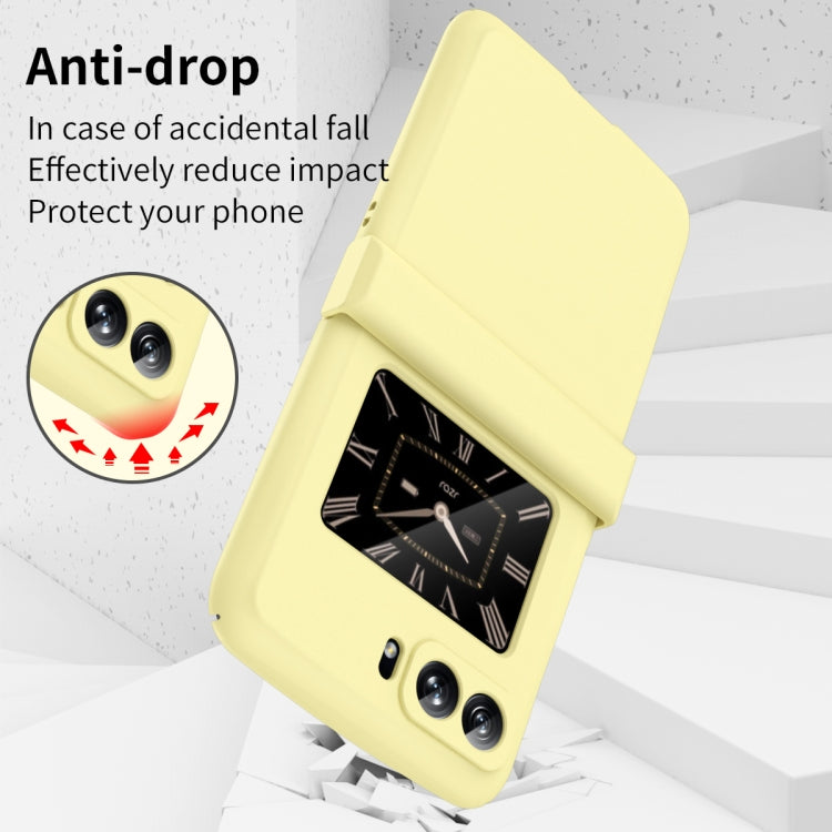 For Motorola Moto Razr 2022 Skin Feel Macaron Three-piece Set Hinge Phone Case(Yellow) by buy2fix