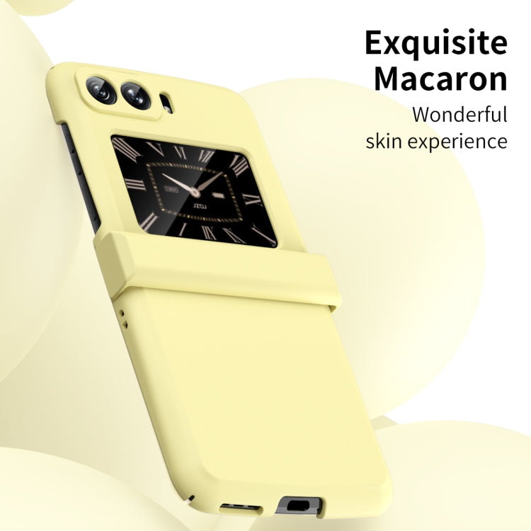 For Motorola Moto Razr 2022 Skin Feel Macaron Three-piece Set Hinge Phone Case(Yellow) by buy2fix