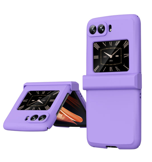 For Motorola Moto Razr 2022 Skin Feel Macaron Three-piece Set Hinge Phone Case(Purple) by buy2fix