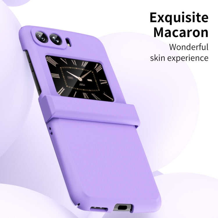 For Motorola Moto Razr 2022 Skin Feel Macaron Three-piece Set Hinge Phone Case(Purple) by buy2fix
