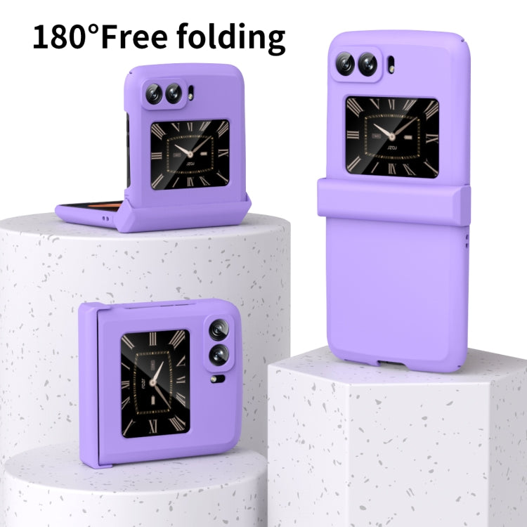 For Motorola Moto Razr 2022 Skin Feel Macaron Three-piece Set Hinge Phone Case(Purple) by buy2fix