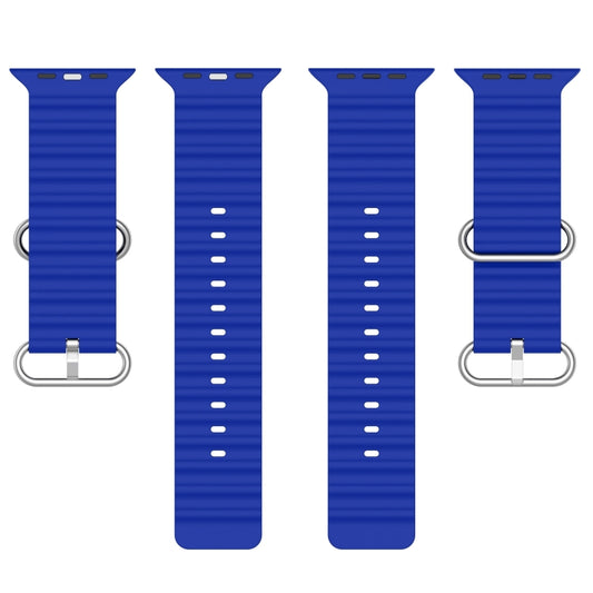 Ocean Silicone Watch Band For Apple Watch Ultra 49mm / Series 8&7 45mm / SE 2&6&SE&5&4 44mm (Sapphire Blue) by buy2fix