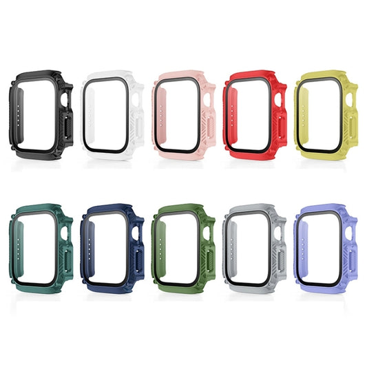 Screen Tempered Glass Film Armor Waterproof Watch Case For Apple Watch Series 9 / 8 / 7 41mm(Red) by buy2fix