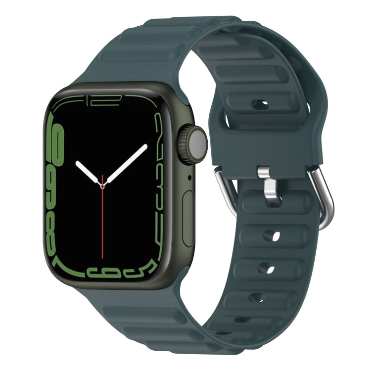 Ocean Ripple Watch Band For Apple Watch Series 8&7 45mm / SE 2&6&SE&5&4 44mm(Olive Green) - Watch Bands by buy2fix | Online Shopping UK | buy2fix