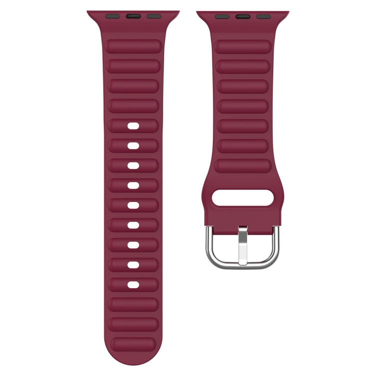 Ocean Ripple Watch Band For Apple Watch Series 8&7 45mm / SE 2&6&SE&5&4 44mm(Wine Red) - Watch Bands by buy2fix | Online Shopping UK | buy2fix