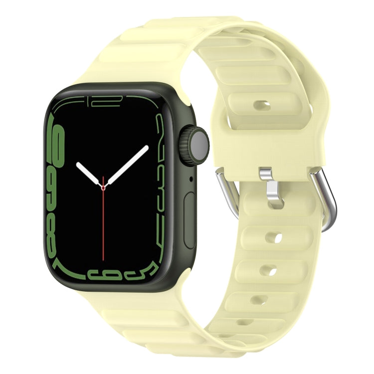 Ocean Ripple Watch Band For Apple Watch Series 8&7 45mm / SE 2&6&SE&5&4 44mm(Cream Yellow) - Watch Bands by buy2fix | Online Shopping UK | buy2fix