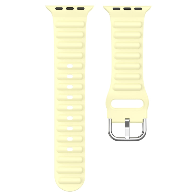 Ocean Ripple Watch Band For Apple Watch Series 8&7 45mm / SE 2&6&SE&5&4 44mm(Cream Yellow) - Watch Bands by buy2fix | Online Shopping UK | buy2fix