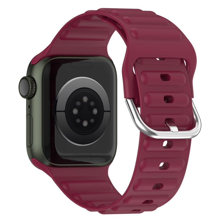 Ocean Ripple Watch Band For Apple Watch Series 8&7 41mm / SE 2&6&SE&5&4 40mm(Wine Red) - Watch Bands by buy2fix | Online Shopping UK | buy2fix