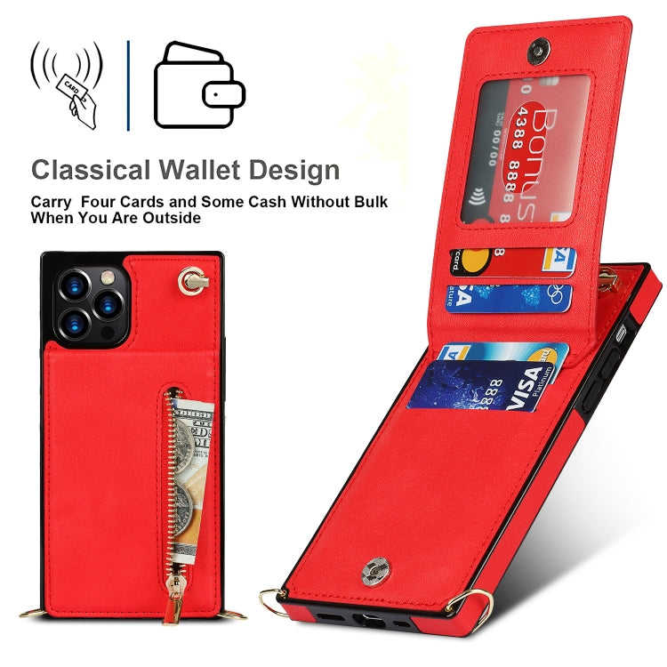 For iPhone 14 Pro Max Cross-body Zipper Square Phone Case with Holder (Red) - iPhone 14 Pro Max Cases by buy2fix | Online Shopping UK | buy2fix