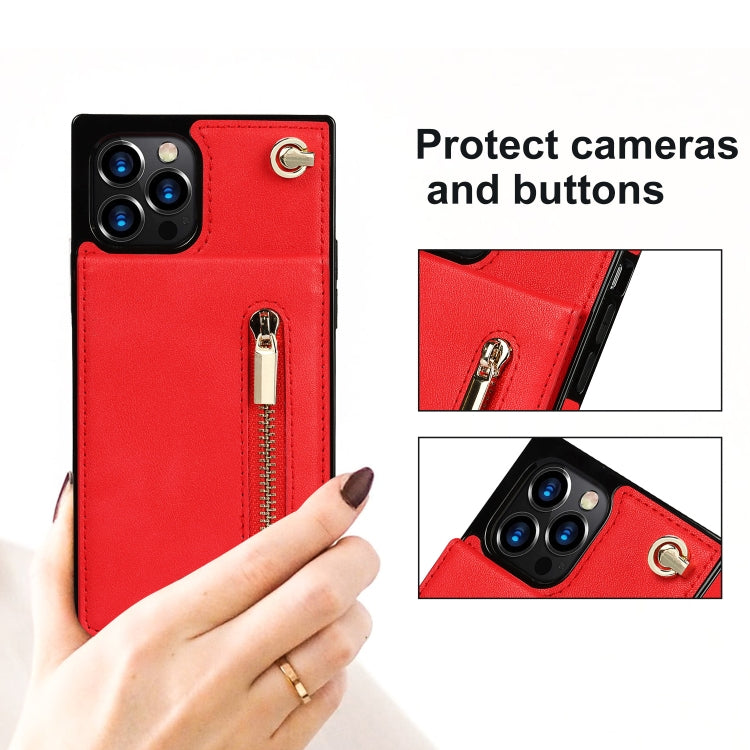 For iPhone 14 Pro Max Cross-body Zipper Square Phone Case with Holder (Red) - iPhone 14 Pro Max Cases by buy2fix | Online Shopping UK | buy2fix