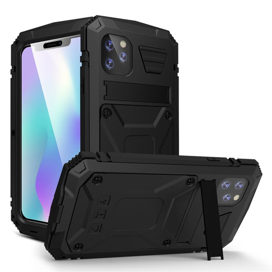 For iPhone 11 Shockproof Waterproof Dust-proof Metal + Silicone Protective Case with Holder(Black) - iPhone 11 Cases by buy2fix | Online Shopping UK | buy2fix