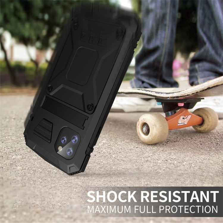 For iPhone 11 Shockproof Waterproof Dust-proof Metal + Silicone Protective Case with Holder(Black) - iPhone 11 Cases by buy2fix | Online Shopping UK | buy2fix
