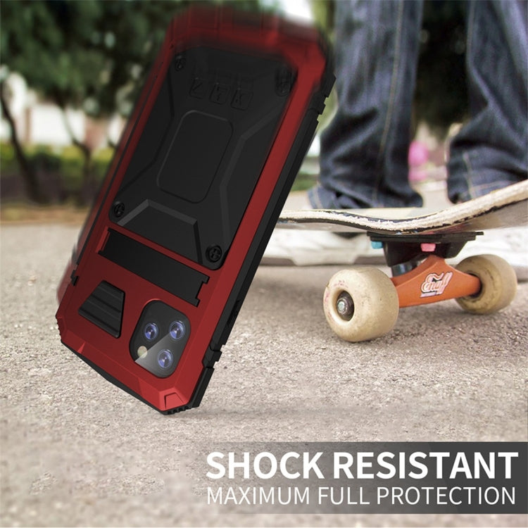 For iPhone 11 Shockproof Waterproof Dust-proof Metal + Silicone Protective Case with Holder(Red) - iPhone 11 Cases by buy2fix | Online Shopping UK | buy2fix