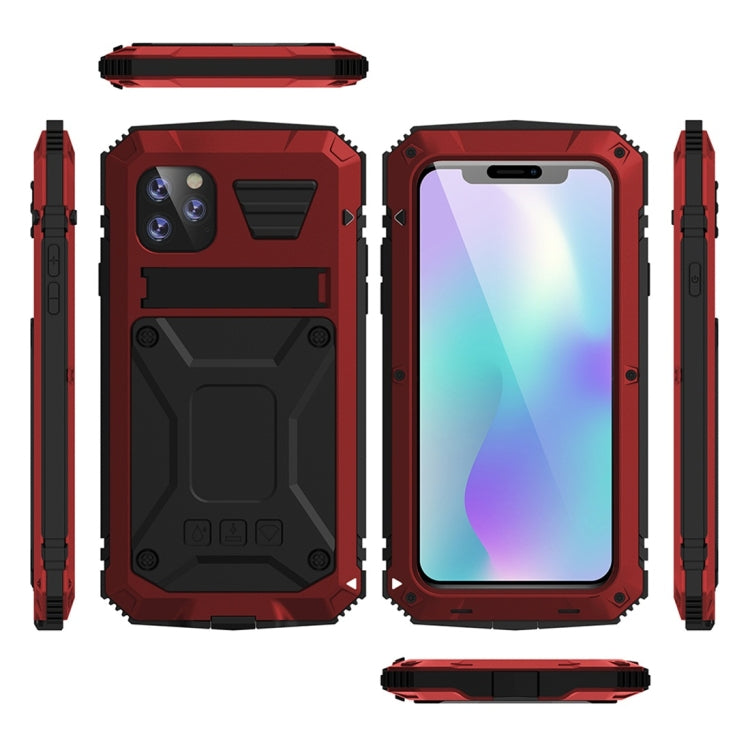 For iPhone 11 Shockproof Waterproof Dust-proof Metal + Silicone Protective Case with Holder(Red) - iPhone 11 Cases by buy2fix | Online Shopping UK | buy2fix