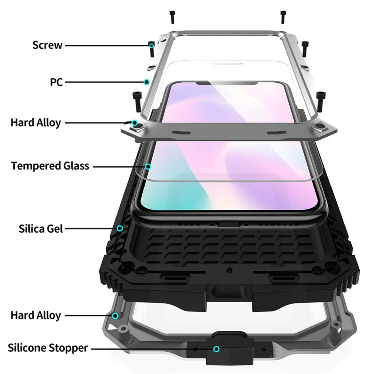 For iPhone 11 Shockproof Waterproof Dust-proof Metal + Silicone Protective Case with Holder(Silver) - iPhone 11 Cases by buy2fix | Online Shopping UK | buy2fix