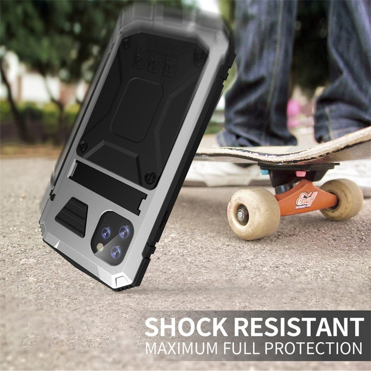 For iPhone 11 Shockproof Waterproof Dust-proof Metal + Silicone Protective Case with Holder(Silver) - iPhone 11 Cases by buy2fix | Online Shopping UK | buy2fix