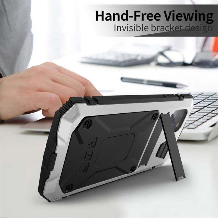 For iPhone 11 Shockproof Waterproof Dust-proof Metal + Silicone Protective Case with Holder(Silver) - iPhone 11 Cases by buy2fix | Online Shopping UK | buy2fix