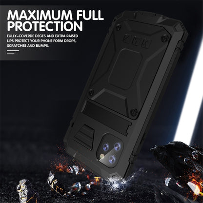 For iPhone 11 Pro Shockproof Waterproof Dust-proof Metal + Silicone Protective Case with Holder(Black) - iPhone 11 Pro Cases by buy2fix | Online Shopping UK | buy2fix