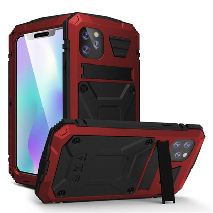 For iPhone 11 Pro Shockproof Waterproof Dust-proof Metal + Silicone Protective Case with Holder(Red) - iPhone 11 Pro Cases by buy2fix | Online Shopping UK | buy2fix