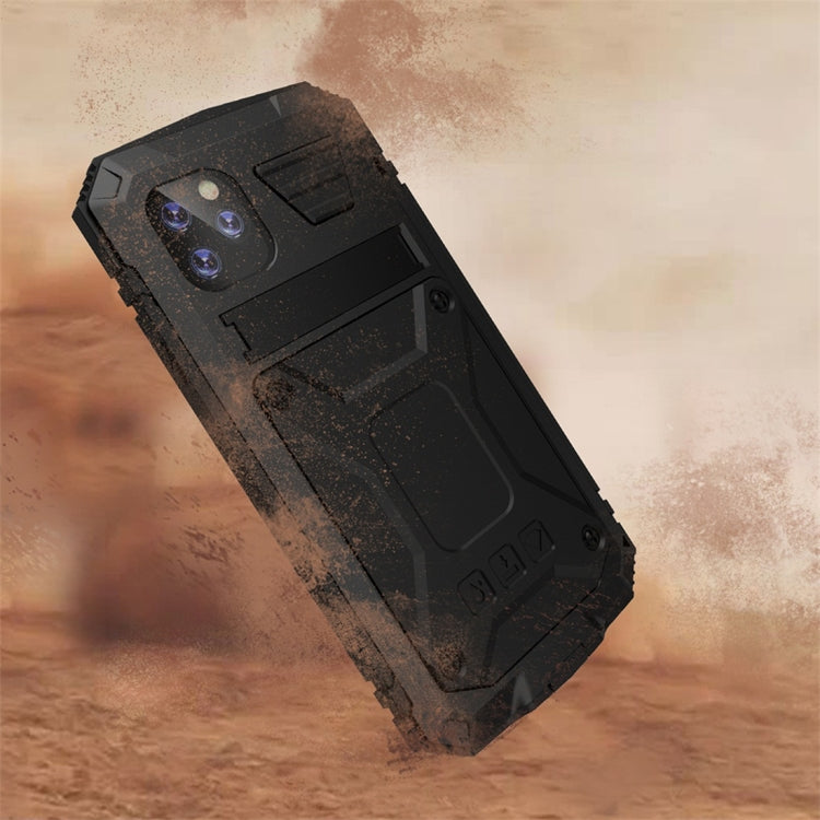 For iPhone 11 Pro Max Shockproof Waterproof Dust-proof Metal + Silicone Protective Case with Holder(Black) - iPhone 11 Pro Max Cases by buy2fix | Online Shopping UK | buy2fix