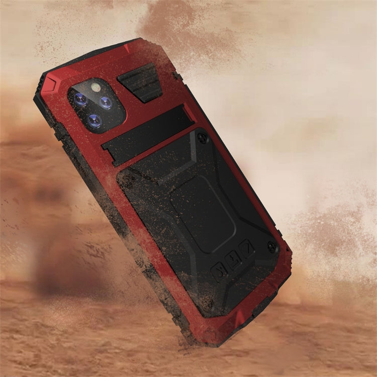 For iPhone 11 Pro Max Shockproof Waterproof Dust-proof Metal + Silicone Protective Case with Holder(Red) - iPhone 11 Pro Max Cases by buy2fix | Online Shopping UK | buy2fix