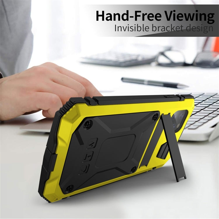 For iPhone 11 Pro Max Shockproof Waterproof Dust-proof Metal + Silicone Protective Case with Holder(Yellow) - iPhone 11 Pro Max Cases by buy2fix | Online Shopping UK | buy2fix