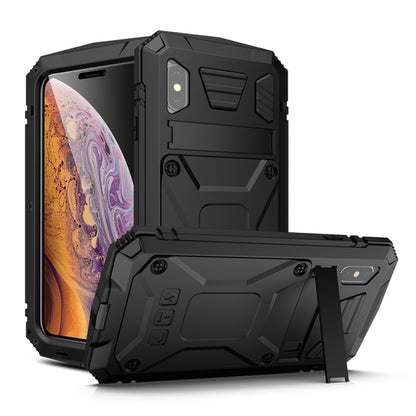 For iPhone XS Max Shockproof Waterproof Dust-proof Metal + Silicone Protective Case with Holder(Black) - More iPhone Cases by buy2fix | Online Shopping UK | buy2fix