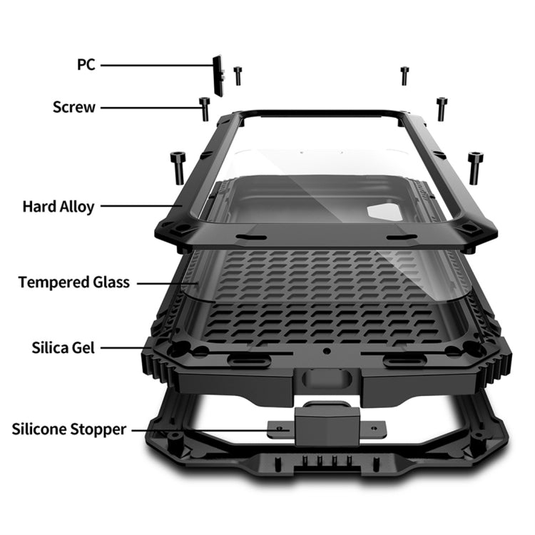 For iPhone XS Max Shockproof Waterproof Dust-proof Metal + Silicone Protective Case with Holder(Black) - More iPhone Cases by buy2fix | Online Shopping UK | buy2fix