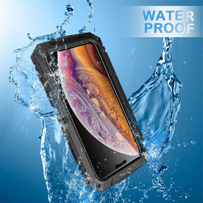 For iPhone XS Max Shockproof Waterproof Dust-proof Metal + Silicone Protective Case with Holder(Black) - More iPhone Cases by buy2fix | Online Shopping UK | buy2fix