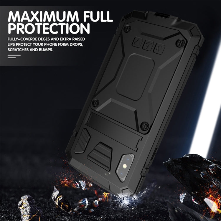 For iPhone XS Max Shockproof Waterproof Dust-proof Metal + Silicone Protective Case with Holder(Black) - More iPhone Cases by buy2fix | Online Shopping UK | buy2fix