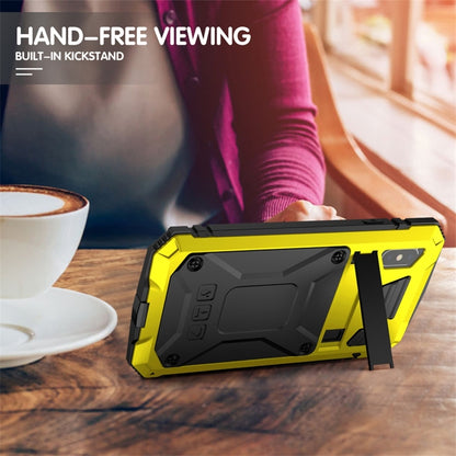 For iPhone XS Max Shockproof Waterproof Dust-proof Metal + Silicone Protective Case with Holder(Yellow) - More iPhone Cases by buy2fix | Online Shopping UK | buy2fix
