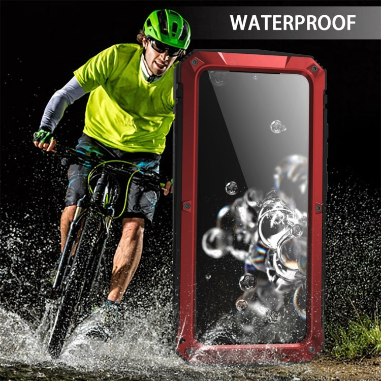 For Galaxy S20 Ultra Shockproof Waterproof Dust-proof Metal + Silicone Protective Case with Holder(Red) - Galaxy Phone Cases by buy2fix | Online Shopping UK | buy2fix