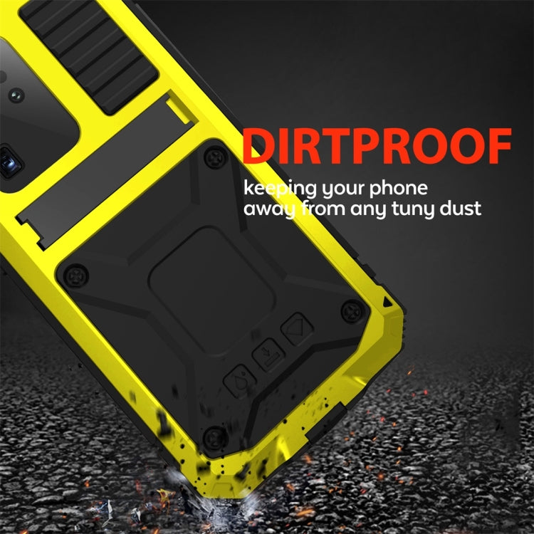 For Galaxy S20 Ultra Shockproof Waterproof Dust-proof Metal + Silicone Protective Case with Holder(Yellow) - Galaxy Phone Cases by buy2fix | Online Shopping UK | buy2fix