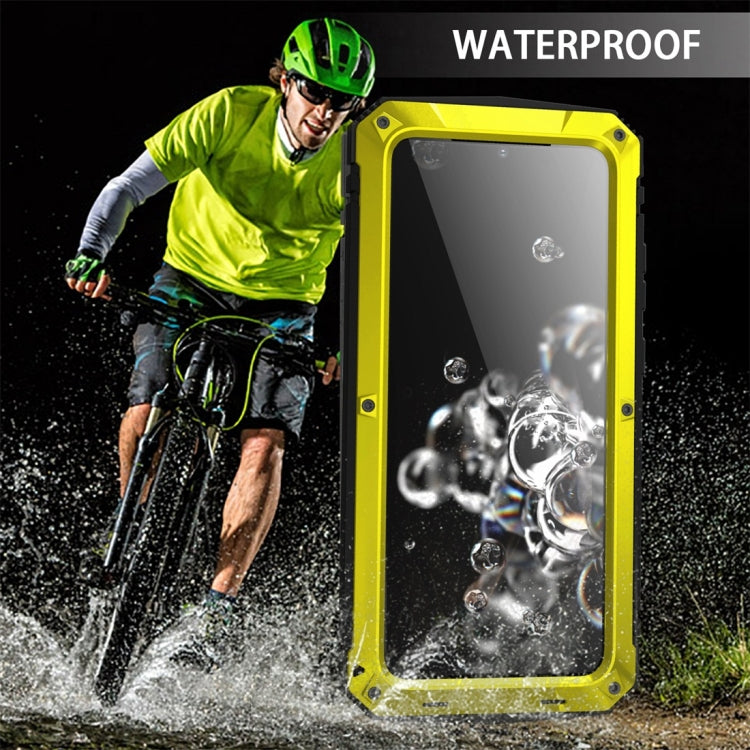 For Galaxy S20 Ultra Shockproof Waterproof Dust-proof Metal + Silicone Protective Case with Holder(Yellow) - Galaxy Phone Cases by buy2fix | Online Shopping UK | buy2fix