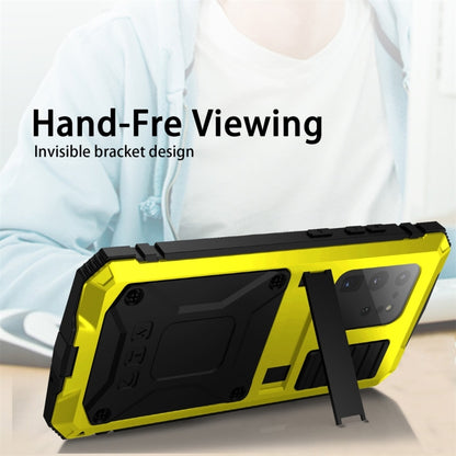 For Galaxy S20 Ultra Shockproof Waterproof Dust-proof Metal + Silicone Protective Case with Holder(Yellow) - Galaxy Phone Cases by buy2fix | Online Shopping UK | buy2fix